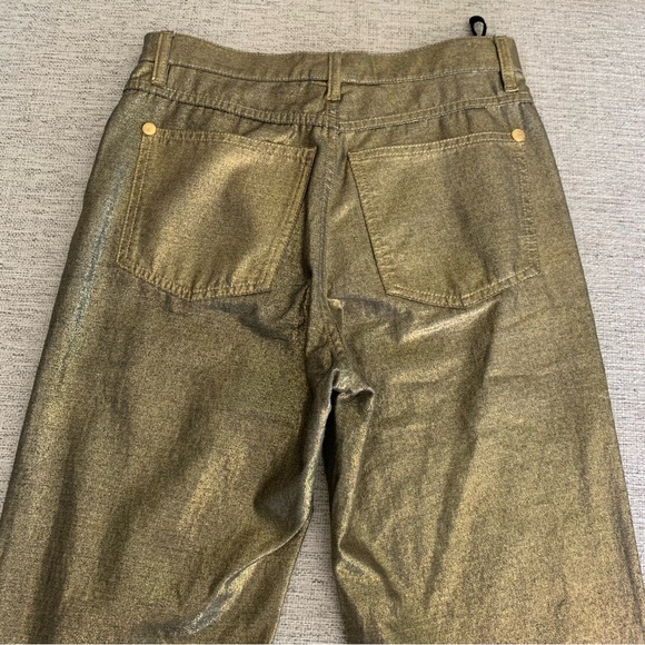 🔥LAST CHANCE 💯 AUTH CHANEL Gold straight Leg PANTS - Picture 12 of 15